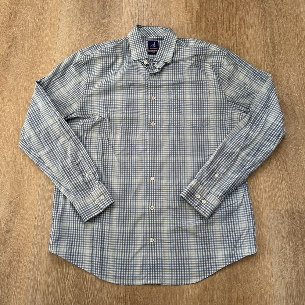 Johnnie-O Prep-Formance Button-Down Shirt Mens Large‎ Blue Plaid Long Sleeve